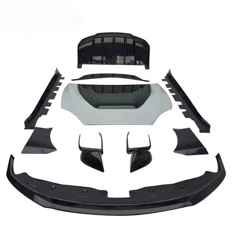 V Style Body Kit Front Lip Diffuser Hoods for  Model S Dry Carbon Fiber Side Skirts Rear Lip Protector